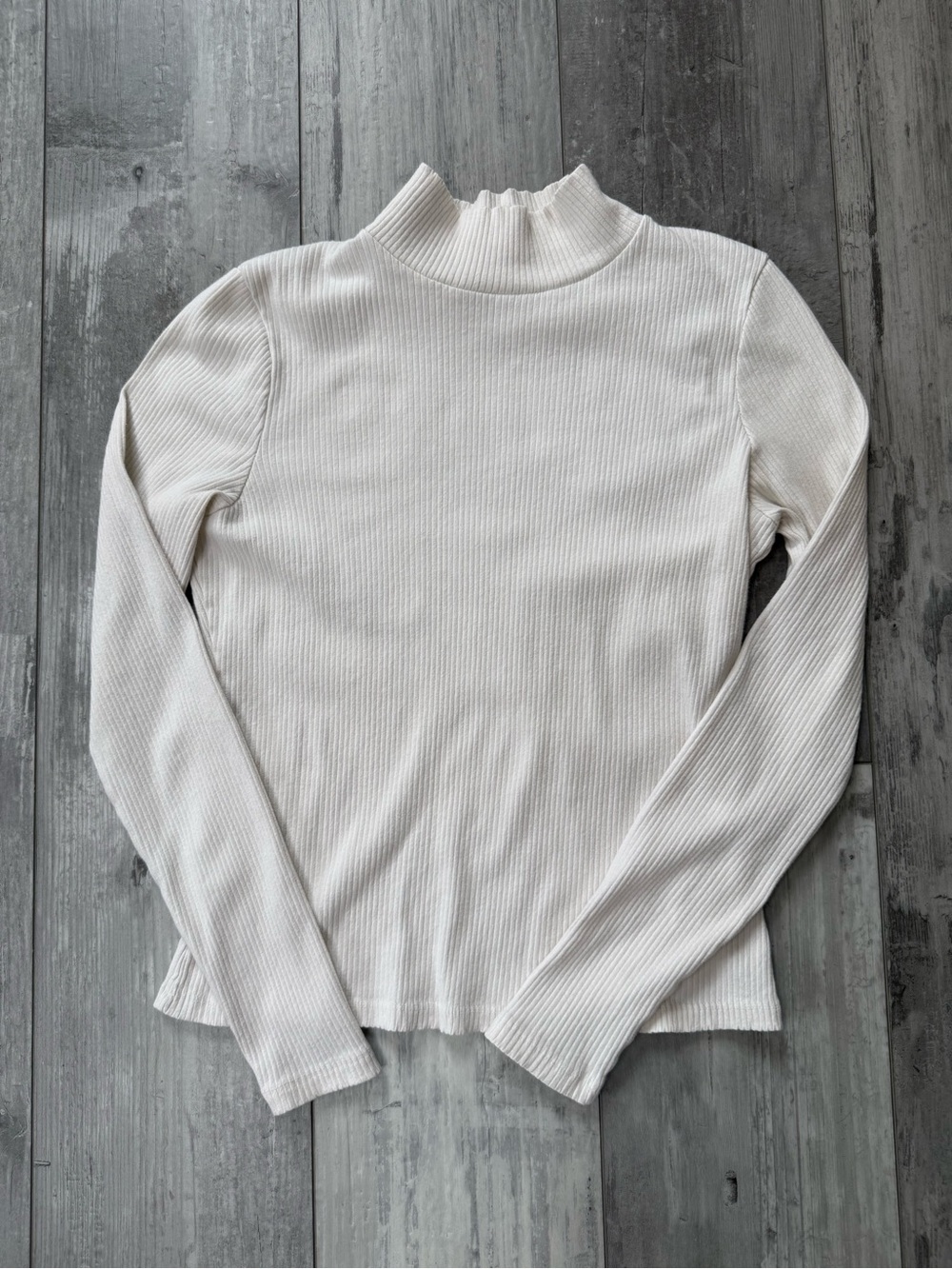 Maeve Anthropologie Ivory Ribbed Mock Neck Top Long Sleeve Small